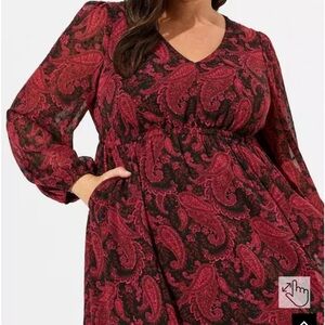 Torrid size 6 Tea Length Clip Dot Open Back A-Line Dress
